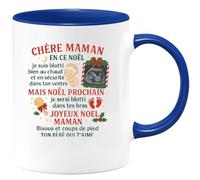 quotedazur - Mug Humour Maman, En Ce Noël Je Suis Bien Au Chaud Dans Ton Ventre. Prochain, Tes Bras. Joyeux Bisous De Bébé. Idée Cadeau Tasse Tendre Pour Future Naissance