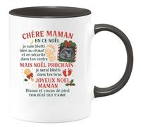 quotedazur - Mug Humour Maman, En Ce Noël Je Suis Bien Au Chaud Dans Ton Ventre. Prochain, Tes Bras. Joyeux Bisous De Bébé. Idée Cadeau Tasse Tendre Pour Future Naissance