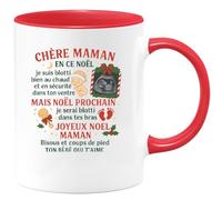 quotedazur - Mug Humour Maman, En Ce Noël Je Suis Bien Au Chaud Dans Ton Ventre. Prochain, Tes Bras. Joyeux Bisous De Bébé. Idée Cadeau Tasse Tendre Pour Future Naissance