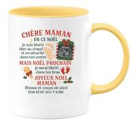 quotedazur - Mug Humour Maman, En Ce Noël Je Suis Bien Au Chaud Dans Ton Ventre. Prochain, Tes Bras. Joyeux Bisous De Bébé. Idée Cadeau Tasse Tendre Pour Future Naissance