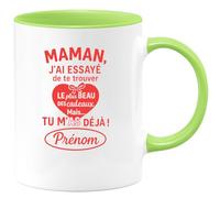 quotedazur - Mug Humour Maman, J'ai Essayé De Te Trouver Le Plus Beau Des Cadeaux Mais... Tu M'as Déjà Prénom Cadeau Original Tasse Personnalisée Pour Unique