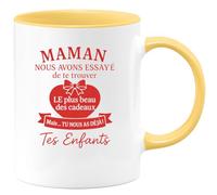 quotedazur - Mug Humour Maman, Nous Avons Essayé De Te Trouver Le Plus Beau Des Cadeaux Mais ... Tu Nous As Déjà ! Tes Enfants - Idéal Cadeau Pour Maman Avec Tasse Originale Et Touchante