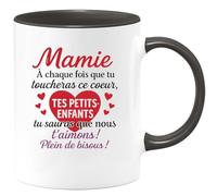 quotedazur - Mug Humour Mamie, À Chaque Toucher Ce CœUr, Tes Petits-Enfants Te Disent Qu'ils T'aiment Fort Idée Cadeau Tasse Pour Amour Et Tendresse Garantis