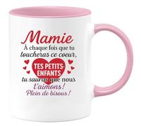 quotedazur - Mug Humour Mamie, À Chaque Toucher Ce CœUr, Tes Petits-Enfants Te Disent Qu'ils T'aiment Fort Idée Cadeau Tasse Pour Amour Et Tendresse Garantis