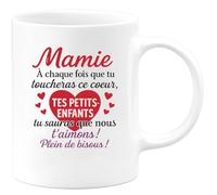 quotedazur - Mug Humour Mamie, À Chaque Toucher Ce CœUr, Tes Petits-Enfants Te Disent Qu'ils T'aiment Fort Idée Cadeau Tasse Pour Amour Et Tendresse Garantis