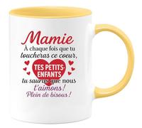 quotedazur - Mug Humour Mamie, À Chaque Toucher Ce CœUr, Tes Petits-Enfants Te Disent Qu'ils T'aiment Fort Idée Cadeau Tasse Pour Amour Et Tendresse Garantis