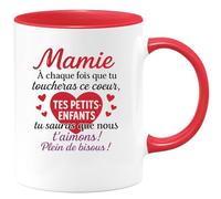 quotedazur - Mug Humour Mamie, À Chaque Toucher Ce CœUr, Tes Petits-Enfants Te Disent Qu'ils T'aiment Fort Idée Cadeau Tasse Pour Amour Et Tendresse Garantis