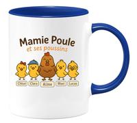 quotedazur - Mug Humour Mamie Poule Et Ses Poussins Chloé, Aline, Clara, Paul, Maxi, Lucas Idée Cadeau Tasse Originale Pour Grand-mère Petits-enfants