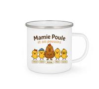 quotedazur - Mug Humour Mamie Poule Et Ses Poussins Chloé, Aline, Clara, Paul, Maxi, Lucas Idée Cadeau Tasse Originale Pour Grand-mère Petits-enfants