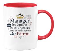 quotedazur - Mug Humour Manager les équipes et les urgences, juste un lundi normal de Patron - Cadeau Patron Homme
