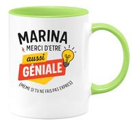 quotedazur - Mug Humour Marina, Merci D'être Aussi Géniale, Même Sans Le Vouloir Idée Cadeau Originale Tasse Unique Pour Femme Exceptionnelle