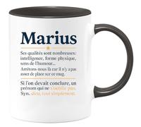 quotedazur - Mug Humour Marius (prénom) : Intelligence, Forme Physique, Humour... Un Prénom Inoubliable, Synonyme De Dieu. - Idée Cadeau Originale Pour Amateur De Tasse Personnalisée