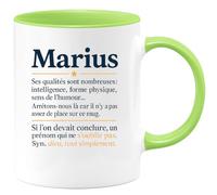 quotedazur - Mug Humour Marius (prénom) : Intelligence, Forme Physique, Humour... Un Prénom Inoubliable, Synonyme De Dieu. - Idée Cadeau Originale Pour Amateur De Tasse Personnalisée