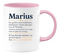quotedazur - Mug Humour Marius (prénom) Intelligence, Forme Physique, Un Inoubliable, Synonyme De Dieu. Idée Cadeau Originale Pour Amateur Tasse Personnalisée