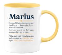 quotedazur - Mug Humour Marius (prénom) Intelligence, Forme Physique, Un Inoubliable, Synonyme De Dieu. Idée Cadeau Originale Pour Amateur Tasse Personnalisée