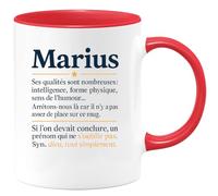 quotedazur - Mug Humour Marius (prénom) Intelligence, Forme Physique, Un Inoubliable, Synonyme De Dieu. Idée Cadeau Originale Pour Amateur Tasse Personnalisée