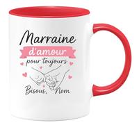 quotedazur - Mug Humour marraine Amour Éternel, Bisous Doux Signés Prénom, Cadeau Unique Et Personnalisé Idéal Tasse Pour Message Tendre