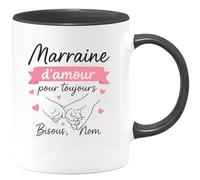quotedazur - Mug Humour marraine Amour Éternel, Bisous Doux Signés Prénom, Cadeau Unique Et Personnalisé Idéal Tasse Pour Message Tendre