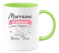 quotedazur - Mug Humour marraine Amour Éternel, Bisous Doux Signés Prénom, Cadeau Unique Et Personnalisé Idéal Tasse Pour Message Tendre