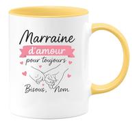 quotedazur - Mug Humour marraine Amour Éternel, Bisous Doux Signés Prénom, Cadeau Unique Et Personnalisé Idéal Tasse Pour Message Tendre