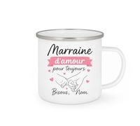 quotedazur - Mug Humour marraine Amour Éternel, Bisous Doux Signés Prénom, Cadeau Unique Et Personnalisé Idéal Tasse Pour Message Tendre