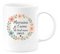 quotedazur - Mug Humour Marraine Je T'aime De Tout Mon CœUr Idéal Cadeau Tasse Pour Exceptionnelle À Chérir
