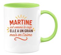 quotedazur - Mug Humour Martine Comme Le Café, Un Grain Qu'on Adore, Cadeau Parfait - Cadeau Original Pour Femme - Tasse Unique Et Humoristique