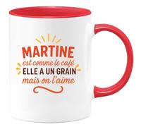 quotedazur - Mug Humour Martine Comme Le Café, Un Grain Qu'on Adore, Cadeau Parfait Original Pour Femme Tasse Unique Et Humoristique