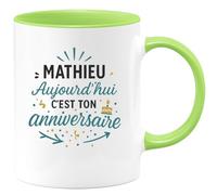 quotedazur - Mug Humour Mathieu, C'est Aujourd'hui Ton Anniversaire Joyeux Moment À Célébrer Cadeau Original Tasse Personnalisé Homme Unique