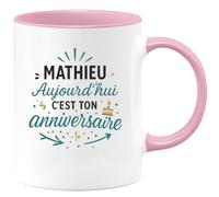 quotedazur - Mug Humour Mathieu, C'est Aujourd'hui Ton Anniversaire Joyeux Moment À Célébrer Cadeau Original Tasse Personnalisé Homme Unique