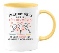 quotedazur - Mug Humour Meilleurs Voeux Pour La Fête Des Mères Clément Valentin Eléna Et Merci Maman, De Ne Pas Nous Avoir Avalés! - Idée Cadeau Personnalisée Tasse Pour Maman Attentionnée
