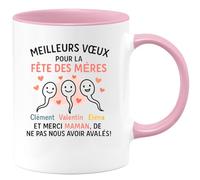 quotedazur - Mug Humour Meilleurs Voeux Pour La Fête Des Mères Clément Valentin Eléna Et Merci Maman, De Ne Pas Nous Avoir Avalés! - Idée Cadeau Personnalisée Tasse Pour Maman Attentionnée