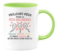 quotedazur - Mug Humour Meilleurs Voeux Pour La Fête Des Mères Clément Valentin Eléna Et Merci Maman, De Ne Pas Nous Avoir Avalés! - Idée Cadeau Personnalisée Tasse Pour Maman Attentionnée