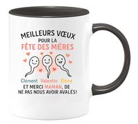 quotedazur - Mug Humour Meilleurs Voeux Pour La Fête Des Mères Clément Valentin Eléna Et Merci Maman, De Ne Pas Nous Avoir Avalés! - Idée Cadeau Personnalisée Tasse Pour Maman Attentionnée