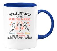 quotedazur - Mug Humour Meilleurs Voeux Pour La Fête Des Mères Clément Valentin Eléna Et Merci Maman, De Ne Pas Nous Avoir Avalés! - Idée Cadeau Personnalisée Tasse Pour Maman Attentionnée