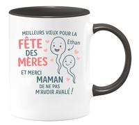 quotedazur - Mug Humour Meilleurs Vœux Fête Des Mères Ethan, Merci Maman De Ne Pas M'avoir Avalé Idée Cadeau Tasse Originale À Offrir