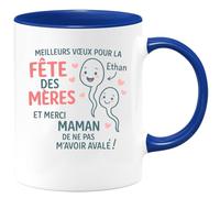 quotedazur - Mug Humour Meilleurs Vœux Fête Des Mères Ethan, Merci Maman De Ne Pas M'avoir Avalé Idée Cadeau Tasse Originale À Offrir