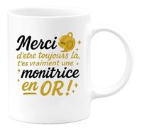 quotedazur - Mug Humour Merci D'être Là, Tu Es Une Monitrice En Or, Un Vrai Cadeau De Reconnaissance Idée Tasse Pour Et Gratitude