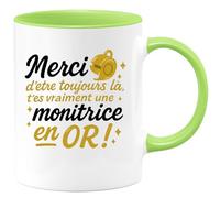 quotedazur - Mug Humour Merci D'être Là, Tu Es Une Monitrice En Or, Un Vrai Cadeau De Reconnaissance - Idée Cadeau Tasse Pour Monitrice En Or, Reconnaissance Et Gratitude