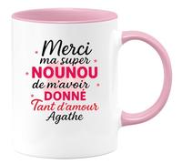 quotedazur - Mug Humour Merci Ma Super Nounou Pour Tout L'amour, Agathe Cadeau Tasse Originale Remercier Avec Tendresse