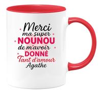 quotedazur - Mug Humour Merci Ma Super Nounou Pour Tout L'amour, Agathe Cadeau Tasse Originale Remercier Avec Tendresse
