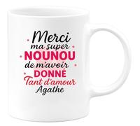 quotedazur - Mug Humour Merci Ma Super Nounou Pour Tout L'amour, Agathe Cadeau Tasse Originale Remercier Avec Tendresse
