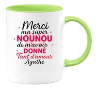 quotedazur - Mug Humour Merci Ma Super Nounou Pour Tout L'amour, Agathe Cadeau Tasse Originale Remercier Avec Tendresse