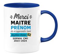 quotedazur - Mug Humour Merci Maître Prénom De M'apprendre Tant De Jolies Choses, Sophia Cm1 2023-2024 - Cadeau Original Tasse Pour Maîtresse École Cm1 2023-2024
