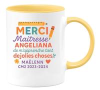 quotedazur - Mug Humour Merci Maîtresse Angeliana Pour Toutes Ces Jolies Choses - Maëlenn Cm2 2023-2024 - Cadeau Original Tasse Pour Maîtresse Fin D'année Scolaire Cm2