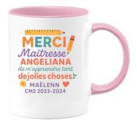 quotedazur - Mug Humour Merci Maîtresse Angeliana Pour Toutes Ces Jolies Choses - Maëlenn Cm2 2023-2024 - Cadeau Original Tasse Pour Maîtresse Fin D'année Scolaire Cm2