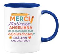 quotedazur - Mug Humour Merci Maîtresse Angeliana Pour Toutes Ces Jolies Choses - Maëlenn Cm2 2023-2024 - Cadeau Original Tasse Pour Maîtresse Fin D'année Scolaire Cm2