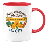 quotedazur - Mug Humour Merci Maîtresse Mélissa, Bonnes Vacances Des Ce1 Cadeau Tasse Personnalisée Pour Enseignante En Parfait Remercier