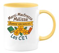 quotedazur - Mug Humour Merci Maîtresse Mélissa, Bonnes Vacances Des Ce1 Cadeau Tasse Personnalisée Pour Enseignante En Parfait Remercier