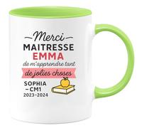 quotedazur - Mug Humour Merci Maîtresse Prénom, Merci Pour Tout, Sophia Cm1 2023-2024 - Cadeau Original Tasse Maîtresse Cm1 Apprentissage 2023-2024